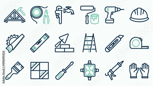 Home Improvement and Construction Tool Icon Collection
