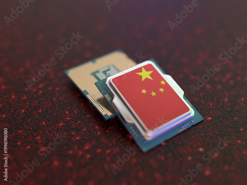 CPU or Chip With The Flag Of China