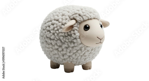 Charming plush sheep toy on black background cute and soft animal companion