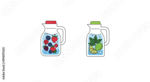 Infused Water Line art vector clean vivid abstract color illustration