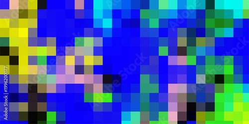 Принти на полотні Pixelated abstract background with a mosaic of colorful squares in blue, green,