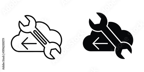 Contrast of a light and dark version of a scorpion with wrenches icon design