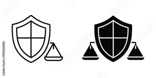 Contrast of traditional and modern justice and protection symbols