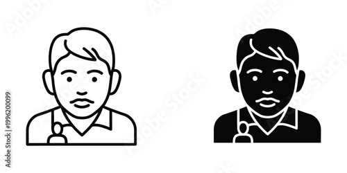 Contrasting medical professional icons with different skin tones and expressions