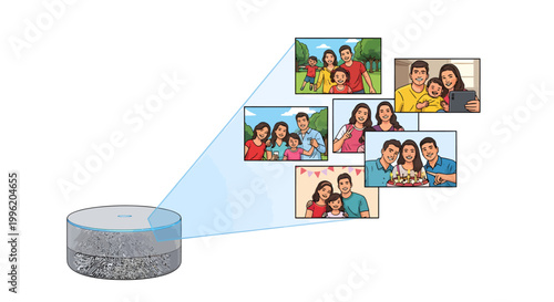family memories and photos projection from a stone