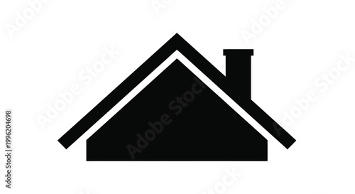 house silhouette with chimney black and white