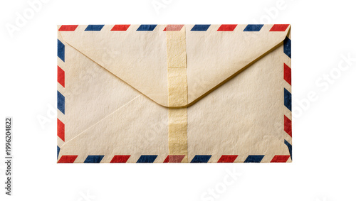 Принти на полотні Vintage airmail envelope with red and blue stripes sealed with tape, isolated on