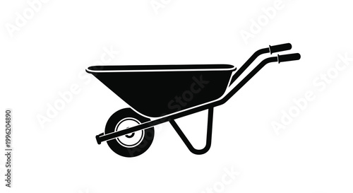 wheelbarrow silhouette on white background high quality professional