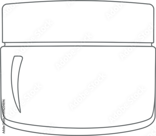 Clean outline illustration of a cosmetic jar with a lid, showcasing a simple and modern design suitable for various beauty and skincare product packaging concepts.