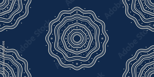 Tableau sur toile Indigo Blue Ethnic Mandala Circular Ornament Pattern