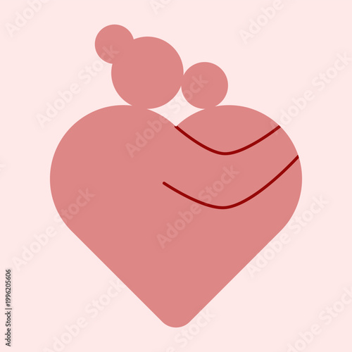 vector illustration of a heart describe a mother and her child