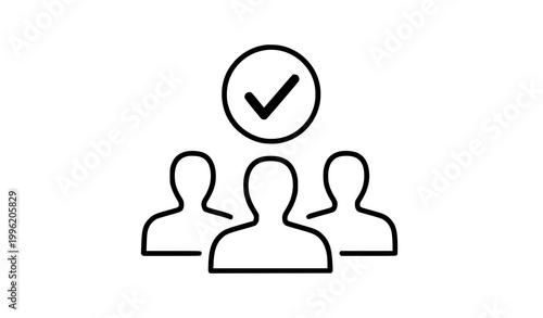 Approved team members or selected group of people icon with a checkmark symbol, human resources