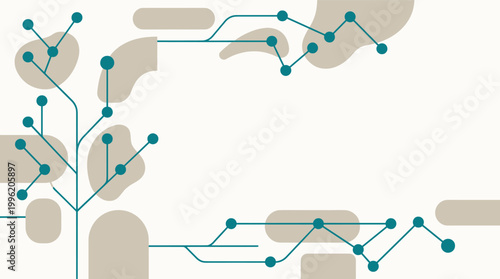 A calming abstract design with connected shapes evokes growth and networks. Ideal for representing modern connections, innovation, or technological ad