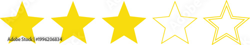 Rating Star Icon Set with Full and Empty Stars for User Feedback and Review Systems