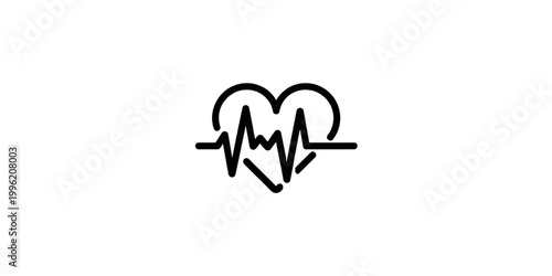 A heartbeat line forms a red heart symbol as a medical ecg cardiogram illustration representing cardiology health pulse and life care through an ekg monitor graph vector icon