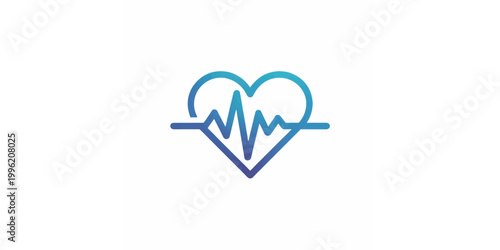 A heartbeat pulse line forms a red heart symbol representing love and healthcare cardiology through an ECG cardiogram monitor vector illustration for medical hospital life care