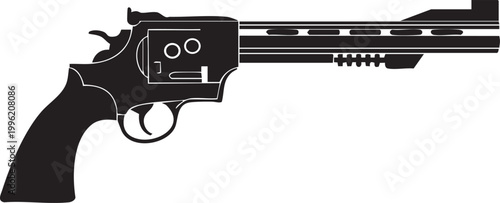 Magnum Revolver Silhouette Icon - Modern Handgun Pistol Vector Illustration