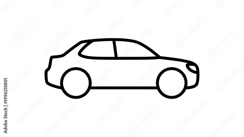 Fototapeta premium Car Icon Side View Minimal Line Vector