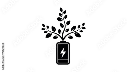 Eco Energy Battery Plant Icon Vector Design