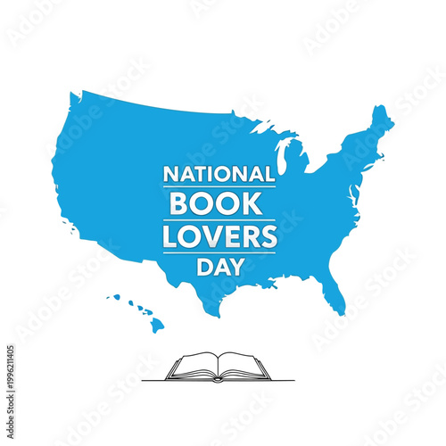 National book lovers day concept with usa map and open book illustration
