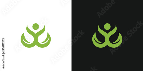 Abstract Green Human Figure Logo Design.