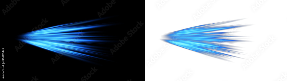 Obraz premium Dynamic abstract blue energy streaks with light trails and speed motion effect on black backdrop