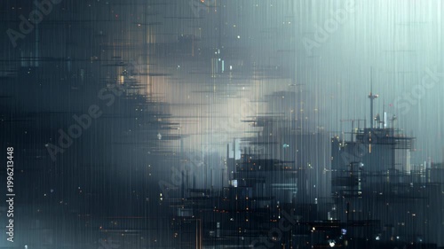 glitch city abstract distortion urban digital error futuristic architecture background
