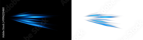 Futuristic blue light wave lines with glowing neon effect and smooth motion blur on dark background