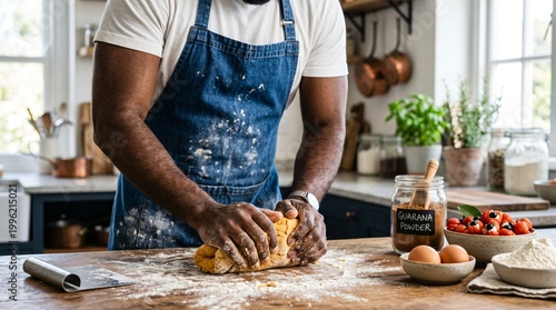 Pasta dough made with guarana powder, kneaded in the kitchen.(Paullinia cupana)