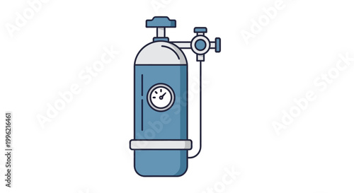 Medical Oxygen Tank with Pressure Gauge - Blue Cylinder Icon