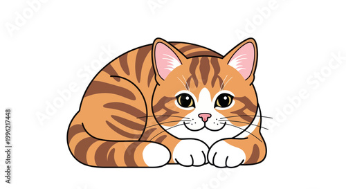 Cute orange tabby cat lying down.