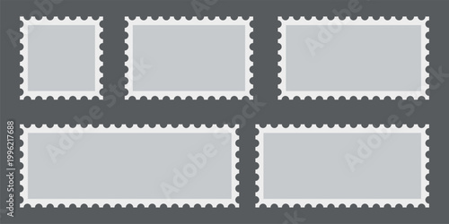 postage stamp frame set isolated on gray background
