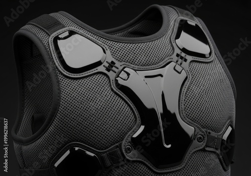 Black tactical vest, protective gear, military clothing, law enforcement equipment