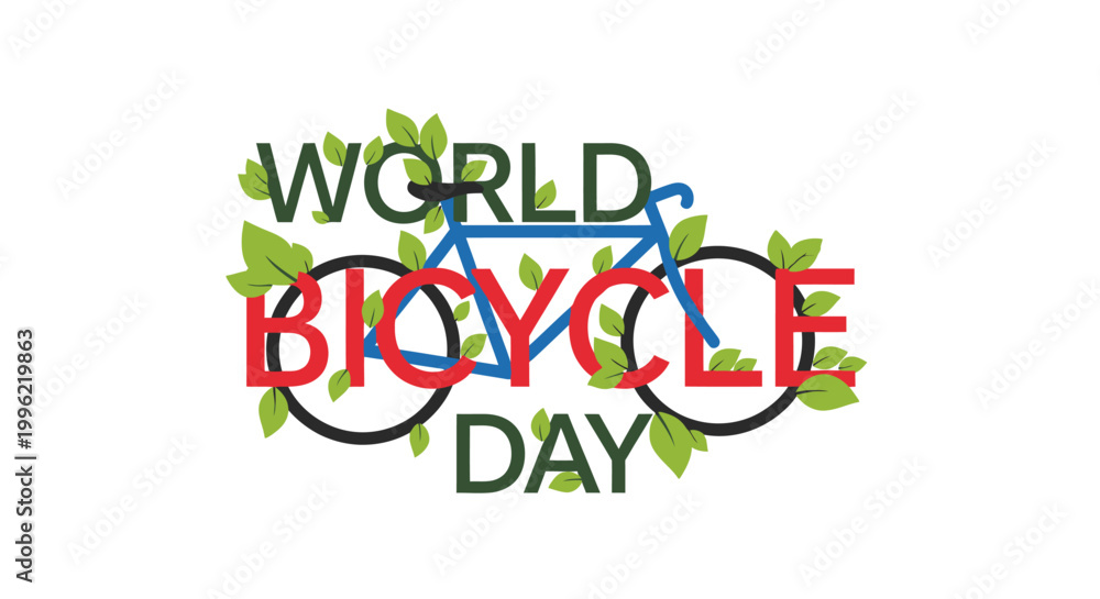 Naklejka premium World Bicycle Day eco friendly transportation.