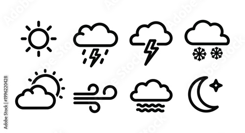 Collection of eight simple black icons Vector