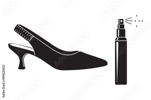 Slingback heel shoe and spray bottle vector illustration with slingback