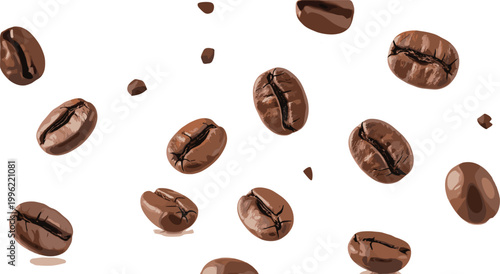 Coffee Bean Illustration Set with Various Perspectives for Food, Beverage, and Culinary Design Projects