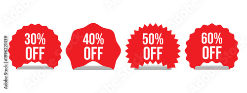 Discount badge sticker label fold over set