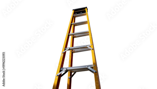 Картината върху платно Isolated yellow fiberglass step ladder for construction and home improvement pro