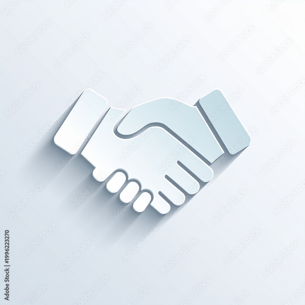 Obraz premium 3D handshake icon isolated on white for business partnership and agreement