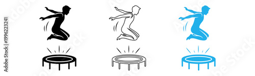 Joyful silhouette a person leaping with exuberance on a trampoline