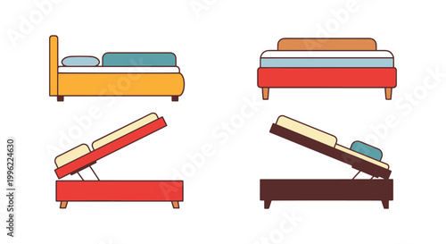 Ottoman Bed Line art vector abstract simple pattern illustration