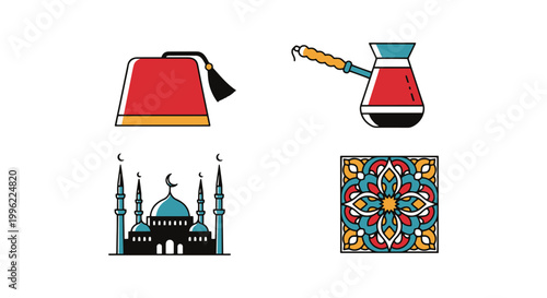 Ottoman Line art vector set clean minimal shapes illustration