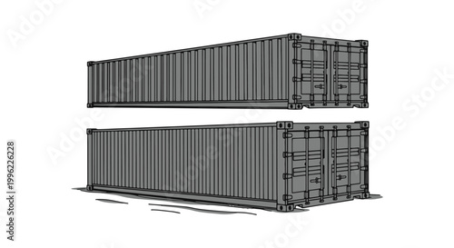Oversized Cargo Line art minimal color shapes illustration