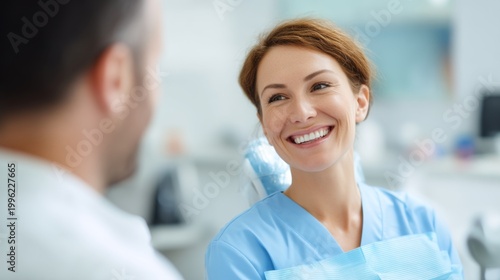 Smiling female dentist engaging with a patient in a modern clinic showcasing trust and professionalism during an oral examination. Generative AI Free Download Smiling female dentist engaging with a patient in a modern clinic showcasing trust and professionalism during an oral examination. Generative AI - GFXLoad