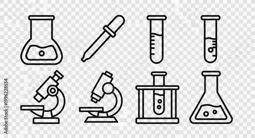 Collection of scientific laboratory equipment icons.