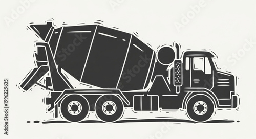 Concrete mixer truck silhouette for construction industry.