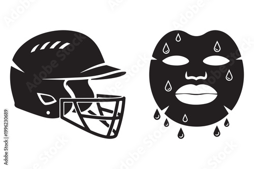 Sports helmet and sweaty face mask vector illustration exertion treatment