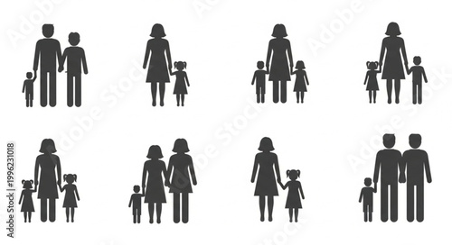 Family Silhouettes Representing Different Family Structures.