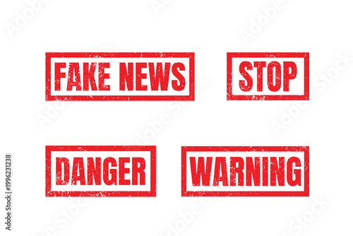 Fake news stop danger warning vector set